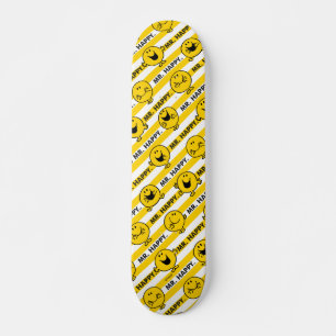 Mr Happy Yellow Stripes Pattern Skateboard Deck