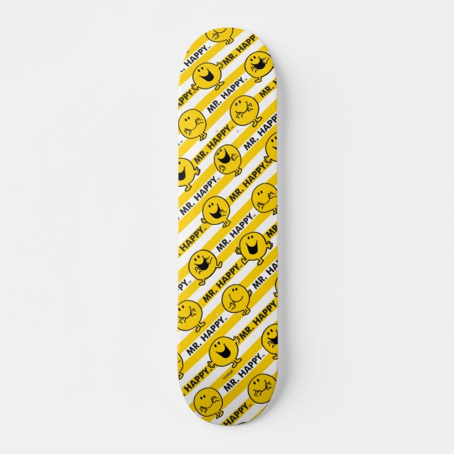 Mr Happy | Yellow Stripes Pattern Skateboard Deck (Front)