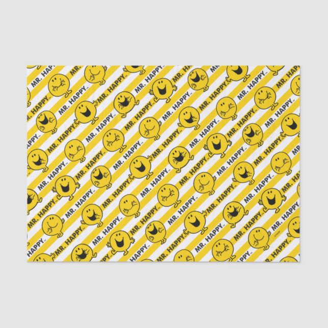 Mr Happy | Yellow Stripes Pattern Tissue Paper (Front)