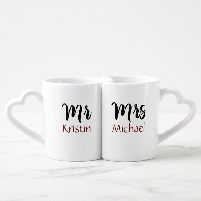 Mr. Her & Mrs. Him Personalized Coffee Mug Set (Front Nesting)