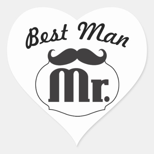 Mr Hipster Funny Moustache Best Man Heart Sticker