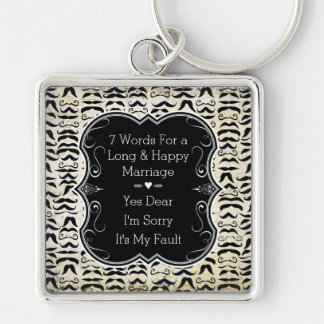 Mr. Hipster Mustache 7 Words Happy Marriage Keychain