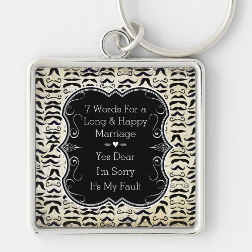 Mr Hipster Mustache 7 Words Happy Marriage Keychain
