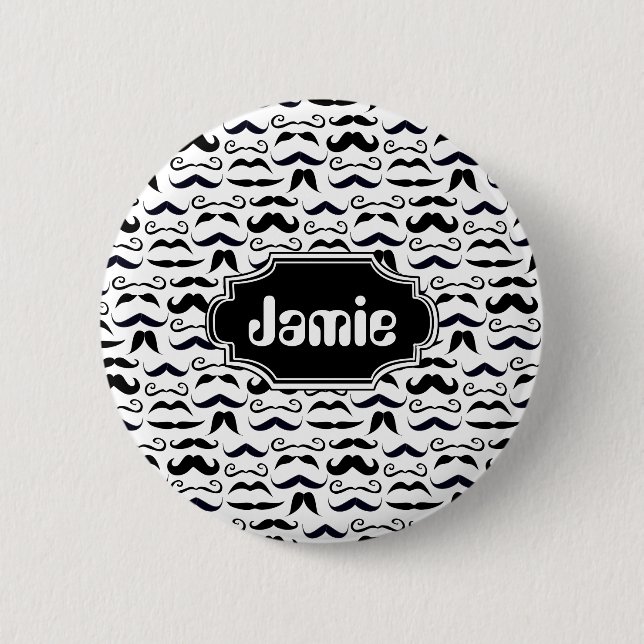 Mr. Hipster Mustache Vintage Retro Button (Front)