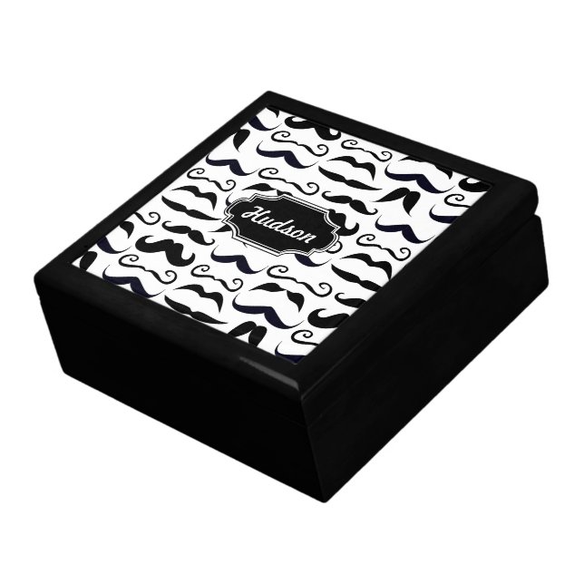 Mr. Hipster Mustache Vintage Retro Keepsake Box (Side)