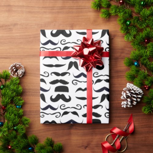 Mr Hipster Mustache Vintage Retro Wrapping Paper
