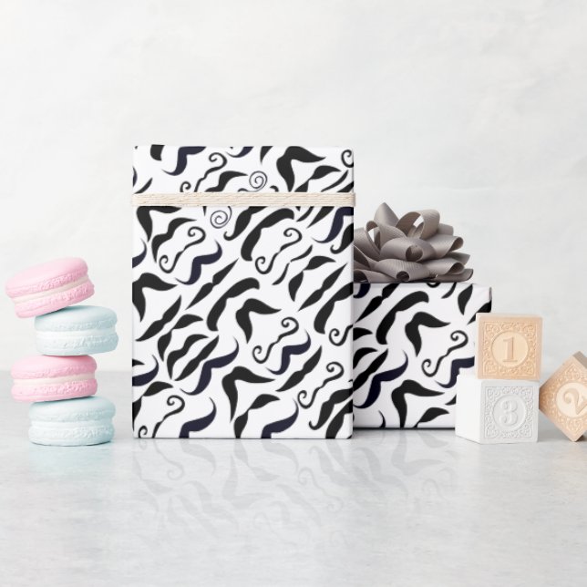 Mr. Hipster Mustache Vintage Retro Wrapping Paper (Baby Shower)
