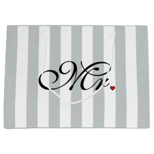 Mr. Husband Groom Click to Customize Color Stripes Large Gift Bag