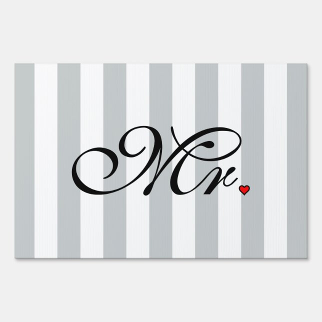 Mr. Husband Groom Click to Customize Color Stripes Sign (Front)