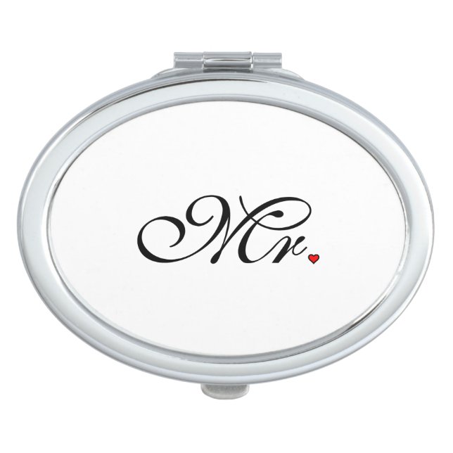 Mr. Husband Groom His Her Newly Weds Compact Mirror (Front)