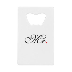 Mr. Husband Groom His Her Newly Weds Credit Card Bottle Opener