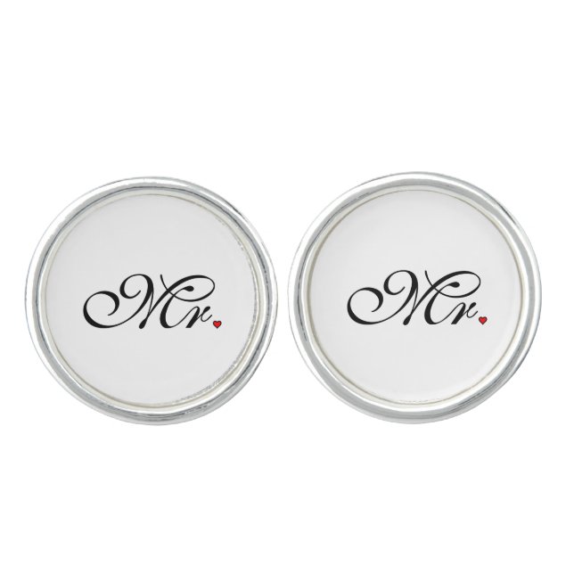 Mr. Husband Groom His Her Newly Weds Cufflinks (Front)