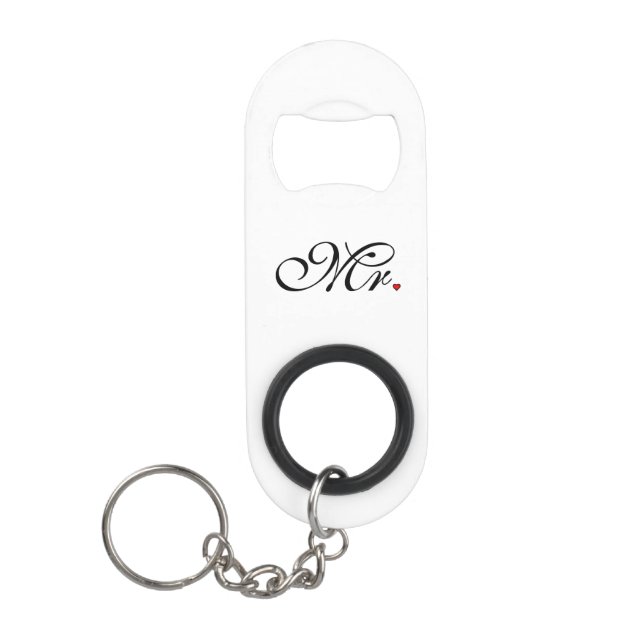 Mr. Husband Groom His Her Newly Weds Keychain Bottle Opener (Front)