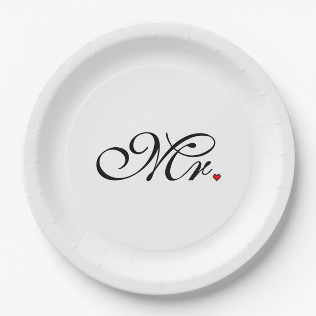 Mr. Husband Groom His Her Newly Weds Paper Plates (Front)