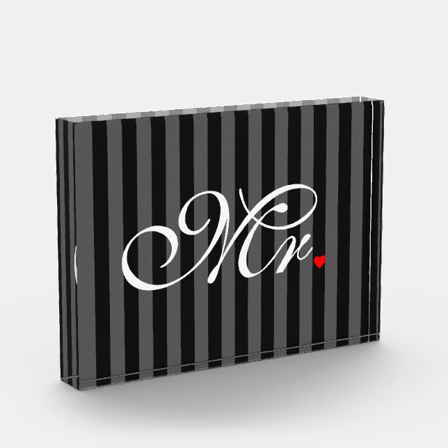 Mr. Husband Groom His Hers Newly Weds Acrylic Award (Left)