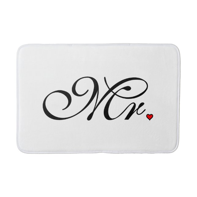 Mr. Husband Groom His Hers Newly Weds Bath Mat (Front)