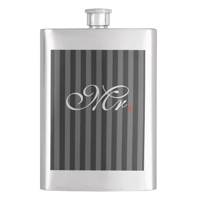 Mr. Husband Groom His Hers Newly Weds Flask (Front)