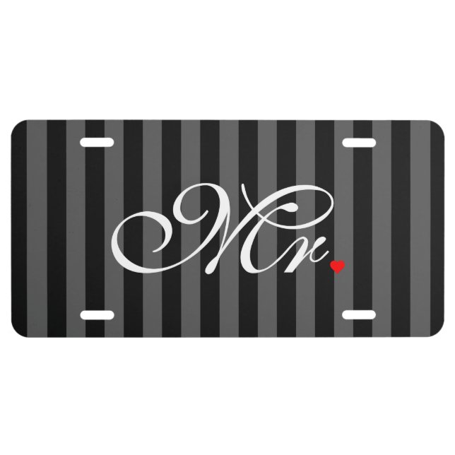 Mr. Husband Groom His Hers Newly Weds License Plate (Front)