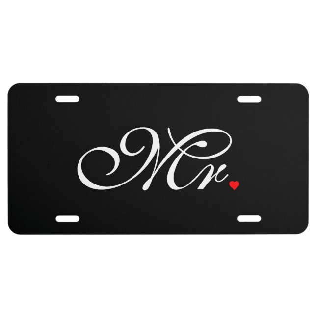 Mr. Husband Groom His Hers Newly Weds License Plate (Front)