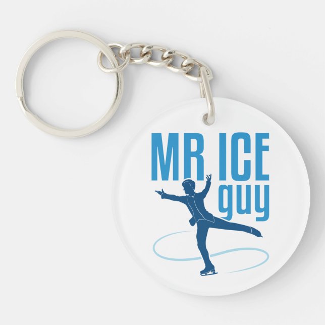 Mr Ice Guy Figure Skating Men Boys Skater Keychain (Front)