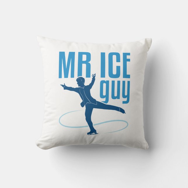 Mr Ice Guy Figure Skating Men Boys Skater Throw Pillow (Front)