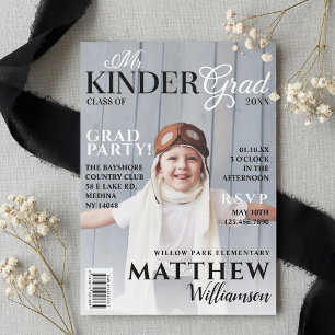 Mr. Kinder Fun Graduation Photo Magazine Cover Invitation