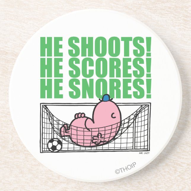 Mr. Lazy Napping In A Soccer Goal Sandstone Coaster (Front)