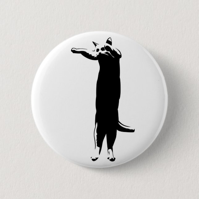 Mr Long Cat Badge Pinback Button (Front)