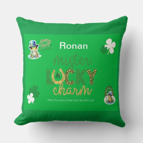 Mr Lucky Charm St Patricks Day Throw Pillow