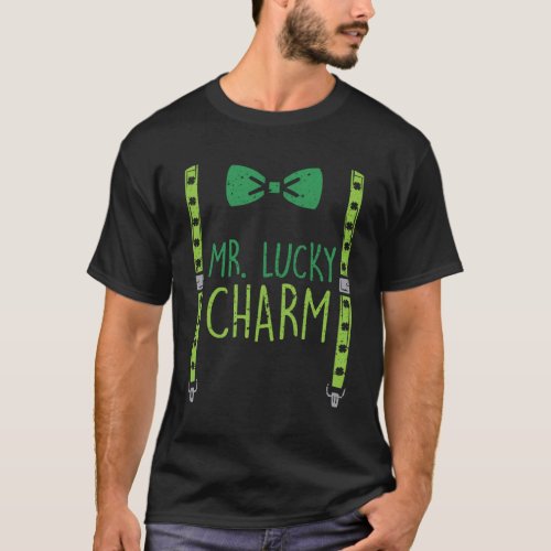 Mr Lucky Charm Suspenders St Patrick s Day Boys Ki T_Shirt