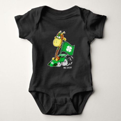 Mr Lucky Funny Giraffe StPatricks Day  Baby Bodysuit