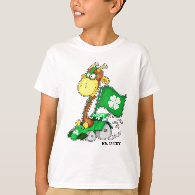 Mr. Lucky. Funny Giraffe St.Patrick's Day T-Shirt (Front)