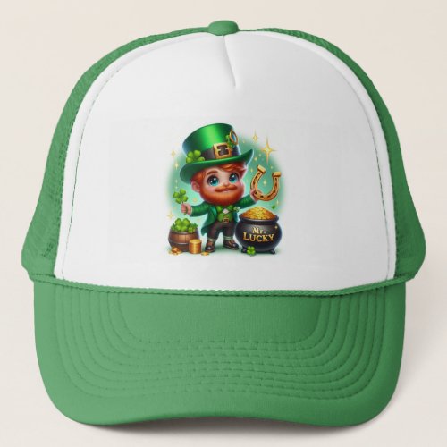 Mr Lucky St Patricks Day Leprechaun Trucker Hat