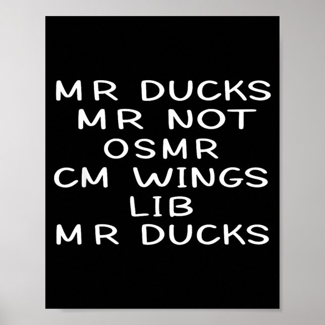 Mr M R Ducks T, Funny Duck Lover, Waterfowl Quote  Poster (Front)