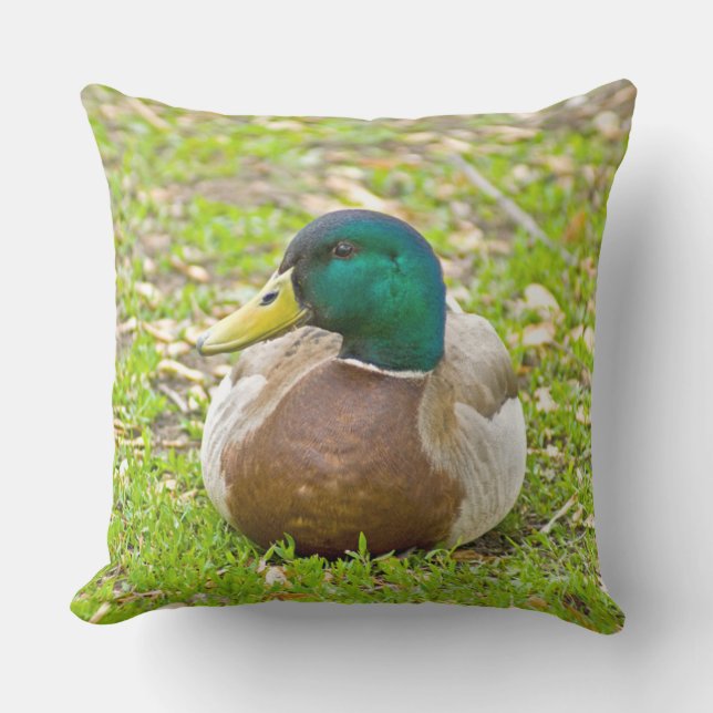 Mr. Mallard the Duck Throw Pillow (Front)