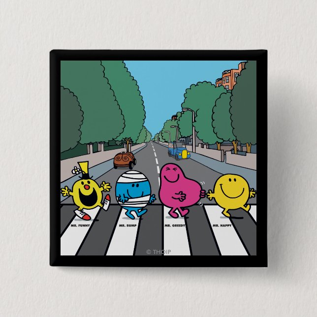 Mr. Men Abbey Road Walkers Pinback Button (Front)