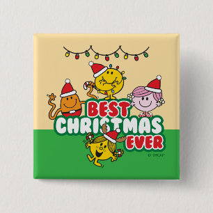 Mr Men Little Miss Best Christmas Ever Button