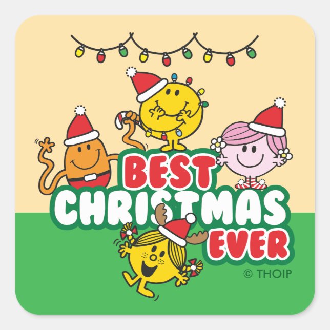 Mr Men Little Miss Best Christmas Ever Square Sticker (Front)