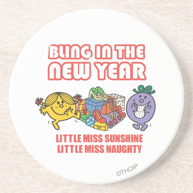 Mr. Men Little Miss Bling in the New Year Coaster (Front)