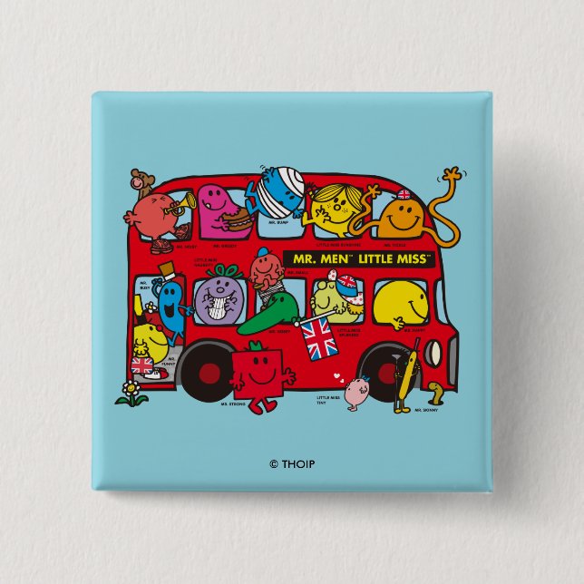 Mr. Men & Little Miss Bus Button (Front)
