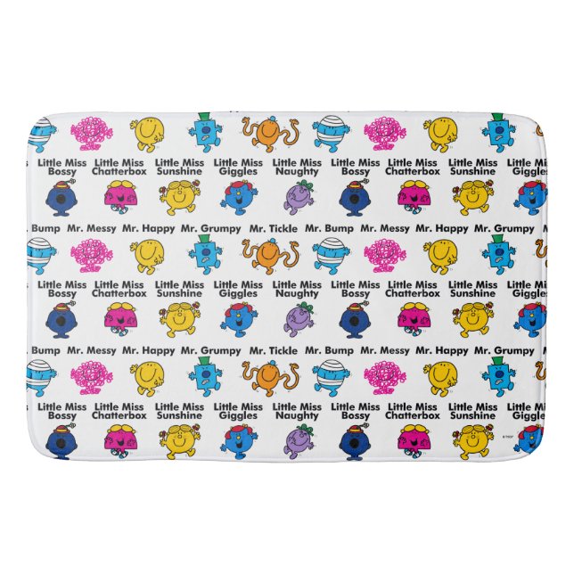 Mr Men & Little Miss | Character Names Bath Mat (Front)