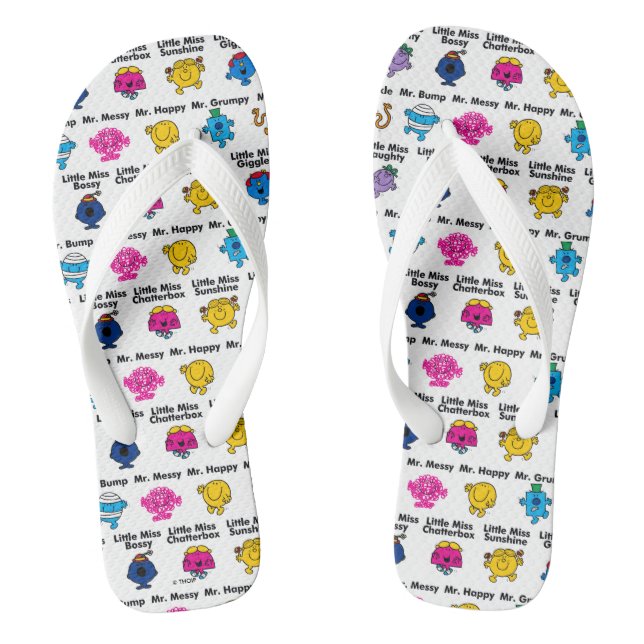 Mr Men & Little Miss | Character Names Flip Flops (Footbed)