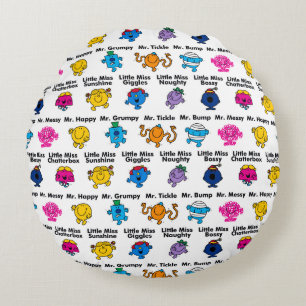 Mr Men & Little Miss Character Names Round Pillow