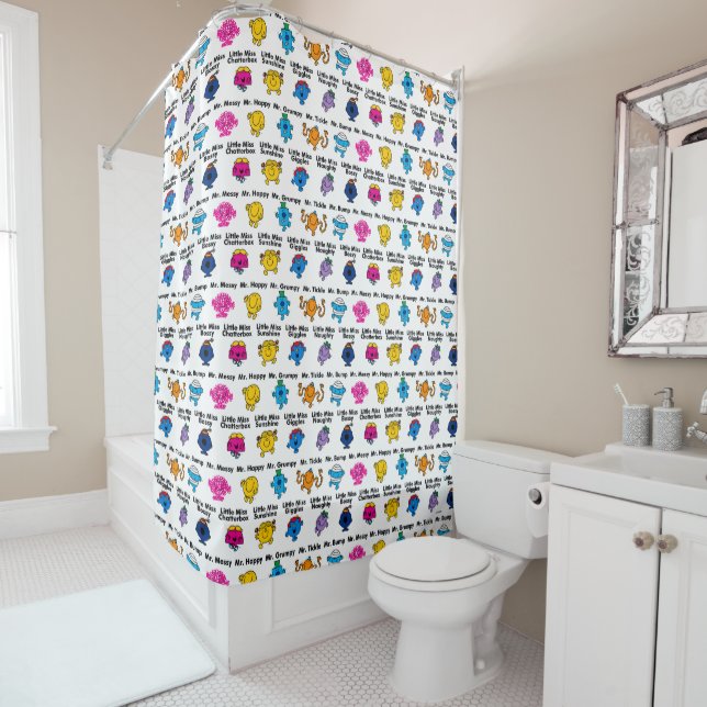 Mr Men & Little Miss | Character Names Shower Curtain (In Situ)