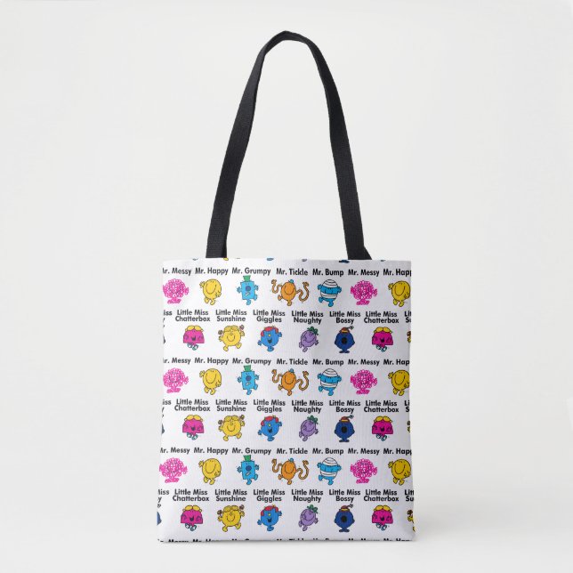 Mr Men & Little Miss | Character Names Tote Bag (Front)