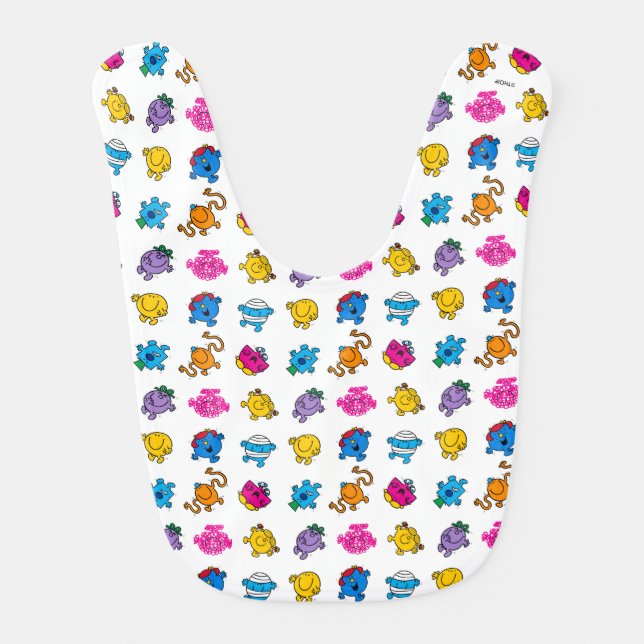 Mr Men & Little Miss | Dancing Neon Pattern Baby Bib (Front)