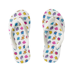 Mr Men & Little Miss Dancing Neon Pattern Kid's Flip Flops