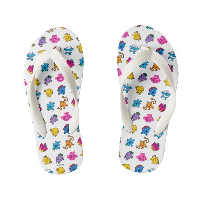 Mr Men & Little Miss | Dancing Neon Pattern Kid's Flip Flops (Footbed)