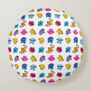 Mr Men & Little Miss Dancing Neon Pattern Round Pillow