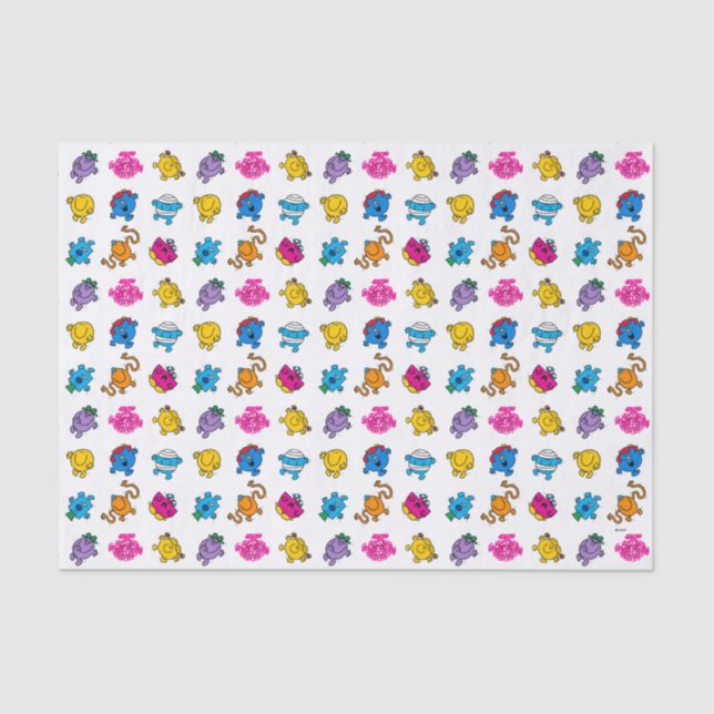 Mr Men & Little Miss | Dancing Neon Pattern Tissue Paper (Front)